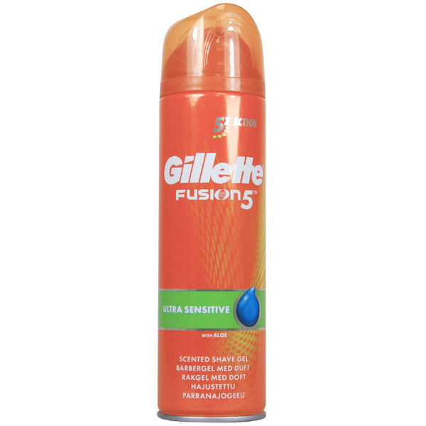 Gillette Fusion 5 parranajogeeli - Ultra sensitive aloe 200 ml.